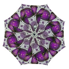 Purple Butterflies, Abstract, Floral, Flowers Automatic Folding Umbrella with Case (Medium) from ArtsNow.com