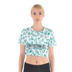 Real Madrid, Background, Pattern, Sport Cotton Crop Top from ArtsNow.com