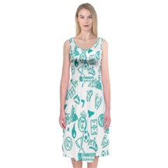 Real Madrid, Background, Pattern, Sport Midi Sleeveless Dress from ArtsNow.com