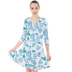 Quarter Sleeve Front Wrap Dress 