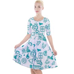 Quarter Sleeve A-Line Dress 