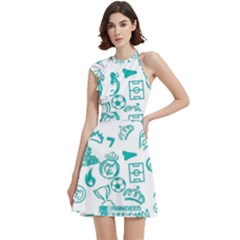 Cocktail Party Halter Sleeveless Dress With Pockets 