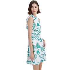 Cocktail Party Halter Sleeveless Dress With Pockets 