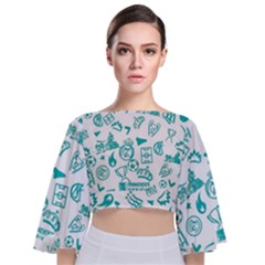 Tie Back Butterfly Sleeve Chiffon Top 