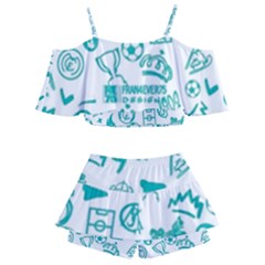 Kids  Off Shoulder Skirt Bikini 