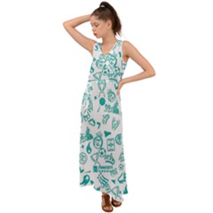 V-Neck Chiffon Maxi Dress 