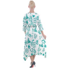 Quarter Sleeve Wrap Front Maxi Dress 