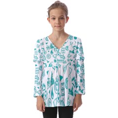 Kids  V Neck Casual Top 