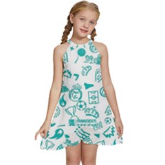 Kids  Halter Collar Waist Tie Chiffon Dress 