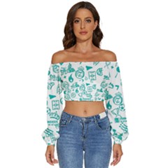 Long Sleeve Crinkled Weave Crop Top 