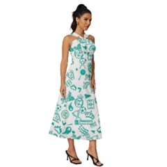 Sleeveless Cross Front Cocktail Midi Chiffon Dress 