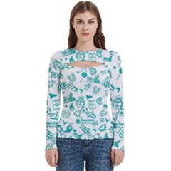 Real Madrid, Background, Pattern, Sport Women s Cut Out Long Sleeve T