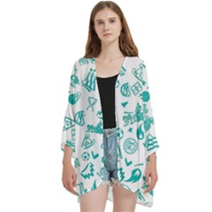 Open Front 3/4 Sleeve Batwing Chiffon Cardigan Kimono 