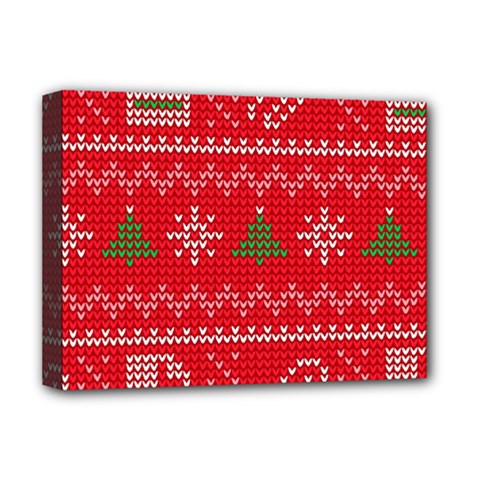 Red Christmas Pattern Xmas Decorations, Christmas Knitted Texture Deluxe Canvas 16  x 12  (Stretched)  from ArtsNow.com