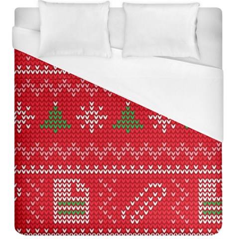 Red Christmas Pattern Xmas Decorations, Christmas Knitted Texture Duvet Cover (King Size) from ArtsNow.com