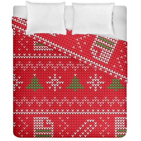 Red Christmas Pattern Xmas Decorations, Christmas Knitted Texture Duvet Cover Double Side (California King Size) from ArtsNow.com