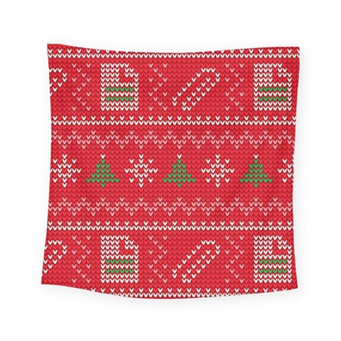 Red Christmas Pattern Xmas Decorations, Christmas Knitted Texture Square Tapestry (Small) from ArtsNow.com