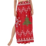 Red Christmas Pattern Xmas Decorations, Christmas Knitted Texture Maxi Chiffon Tie-Up Sarong