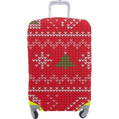 Red Christmas Pattern Xmas Decorations, Christmas Knitted Texture Luggage Cover (Large) from ArtsNow.com