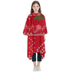 Red Christmas Pattern Xmas Decorations, Christmas Knitted Texture Kids  Hooded Rain Ponchos from ArtsNow.com