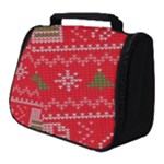 Red Christmas Pattern Xmas Decorations, Christmas Knitted Texture Full Print Travel Pouch (Small)