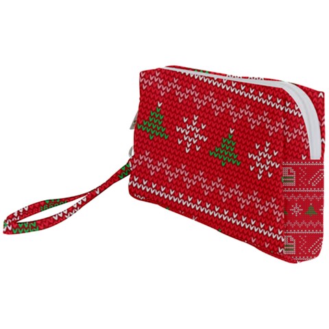 Red Christmas Pattern Xmas Decorations, Christmas Knitted Texture Wristlet Pouch Bag (Small) from ArtsNow.com