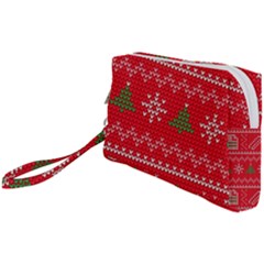 Red Christmas Pattern Xmas Decorations, Christmas Knitted Texture Wristlet Pouch Bag (Small) from ArtsNow.com