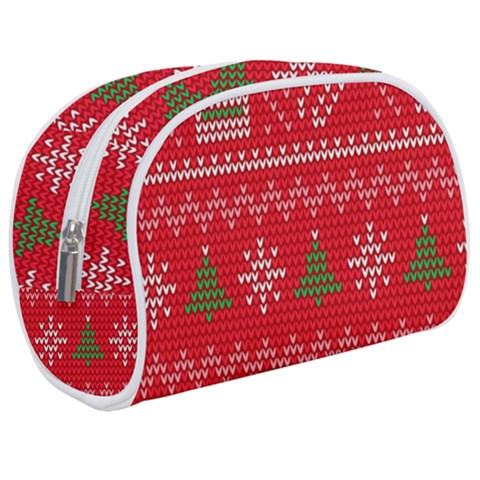 Red Christmas Pattern Xmas Decorations, Christmas Knitted Texture Make Up Case (Medium) from ArtsNow.com