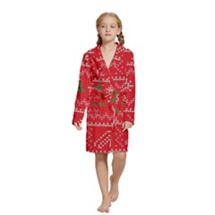 Red Christmas Pattern Xmas Decorations, Christmas Knitted Texture Kids  Long Sleeve Velvet Lounge Robe from ArtsNow.com