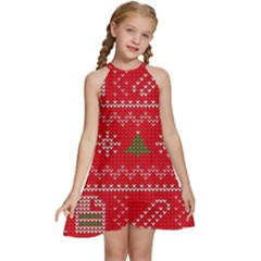 Kids  Halter Collar Waist Tie Chiffon Dress 