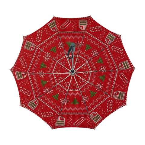 Red Christmas Pattern Xmas Decorations, Christmas Knitted Texture Automatic Folding Umbrella with Case (Large) from ArtsNow.com