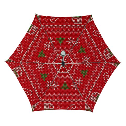 Red Christmas Pattern Xmas Decorations, Christmas Knitted Texture Automatic Folding Umbrella with Case (Small) from ArtsNow.com