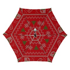 Red Christmas Pattern Xmas Decorations, Christmas Knitted Texture Automatic Folding Umbrella with Case (Small) from ArtsNow.com