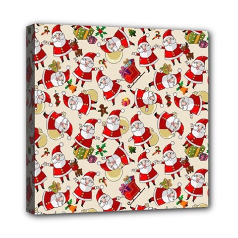 Santa Claus Patterns, Christmas Decorations Mini Canvas 8  x 8  (Stretched) from ArtsNow.com