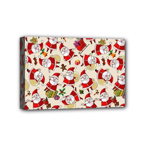 Santa Claus Patterns, Christmas Decorations Mini Canvas 6  x 4  (Stretched) from ArtsNow.com