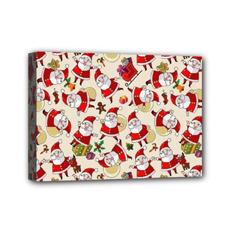 Santa Claus Patterns, Christmas Decorations Mini Canvas 7  x 5  (Stretched) from ArtsNow.com