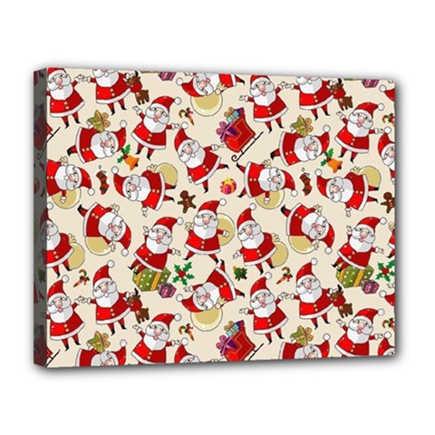 Santa Claus Patterns, Christmas Decorations Canvas 14  x 11  (Stretched) from ArtsNow.com