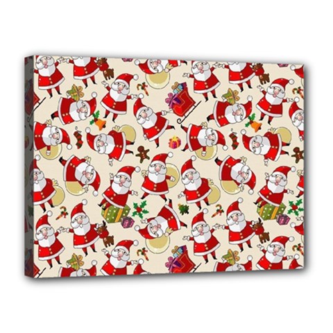 Santa Claus Patterns, Christmas Decorations Canvas 16  x 12  (Stretched) from ArtsNow.com