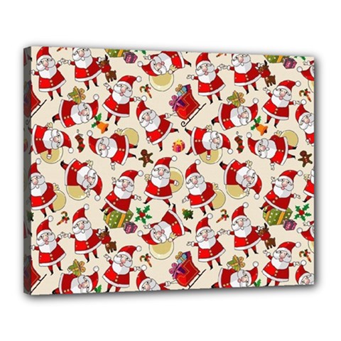 Santa Claus Patterns, Christmas Decorations Canvas 20  x 16  (Stretched) from ArtsNow.com