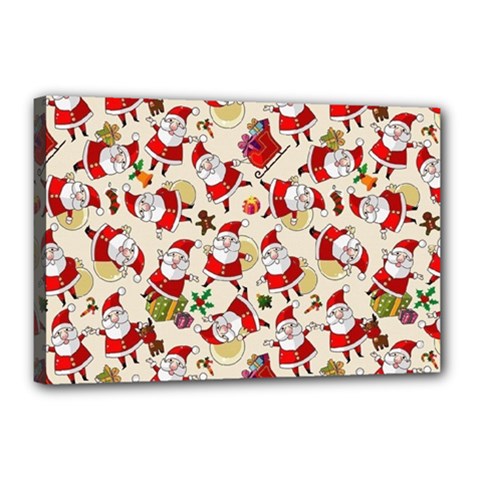 Santa Claus Patterns, Christmas Decorations Canvas 18  x 12  (Stretched) from ArtsNow.com