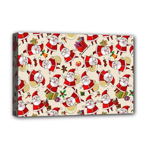 Santa Claus Patterns, Christmas Decorations Deluxe Canvas 18  x 12  (Stretched) from ArtsNow.com