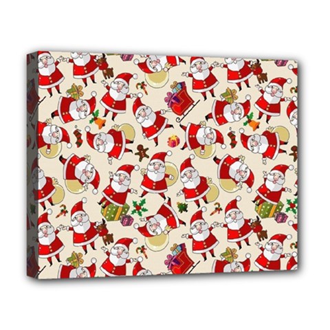 Santa Claus Patterns, Christmas Decorations Deluxe Canvas 20  x 16  (Stretched) from ArtsNow.com