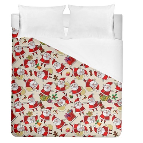 Santa Claus Patterns, Christmas Decorations Duvet Cover (Queen Size) from ArtsNow.com