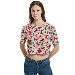 Women s Round Neck Short Sleeve Crop Top 