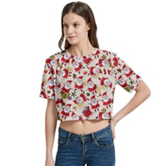 Women s Round Neck Short Sleeve Crop Top 