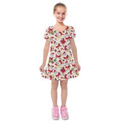 Santa Claus Patterns, Christmas Decorations Kids  Short Sleeve Velvet Dress from ArtsNow.com