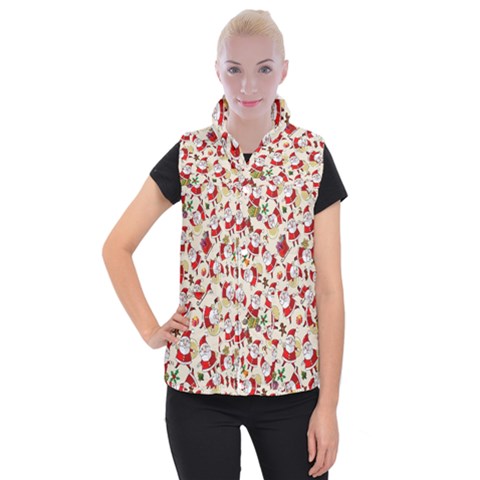 Santa Claus Patterns, Christmas Decorations Women s Button Up Vest from ArtsNow.com