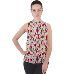 Mock Neck Chiffon Sleeveless Top 