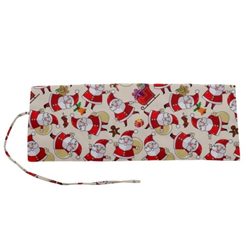 Santa Claus Patterns, Christmas Decorations Roll Up Canvas Pencil Holder (S) from ArtsNow.com