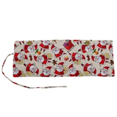 Santa Claus Patterns, Christmas Decorations Roll Up Canvas Pencil Holder (S) from ArtsNow.com